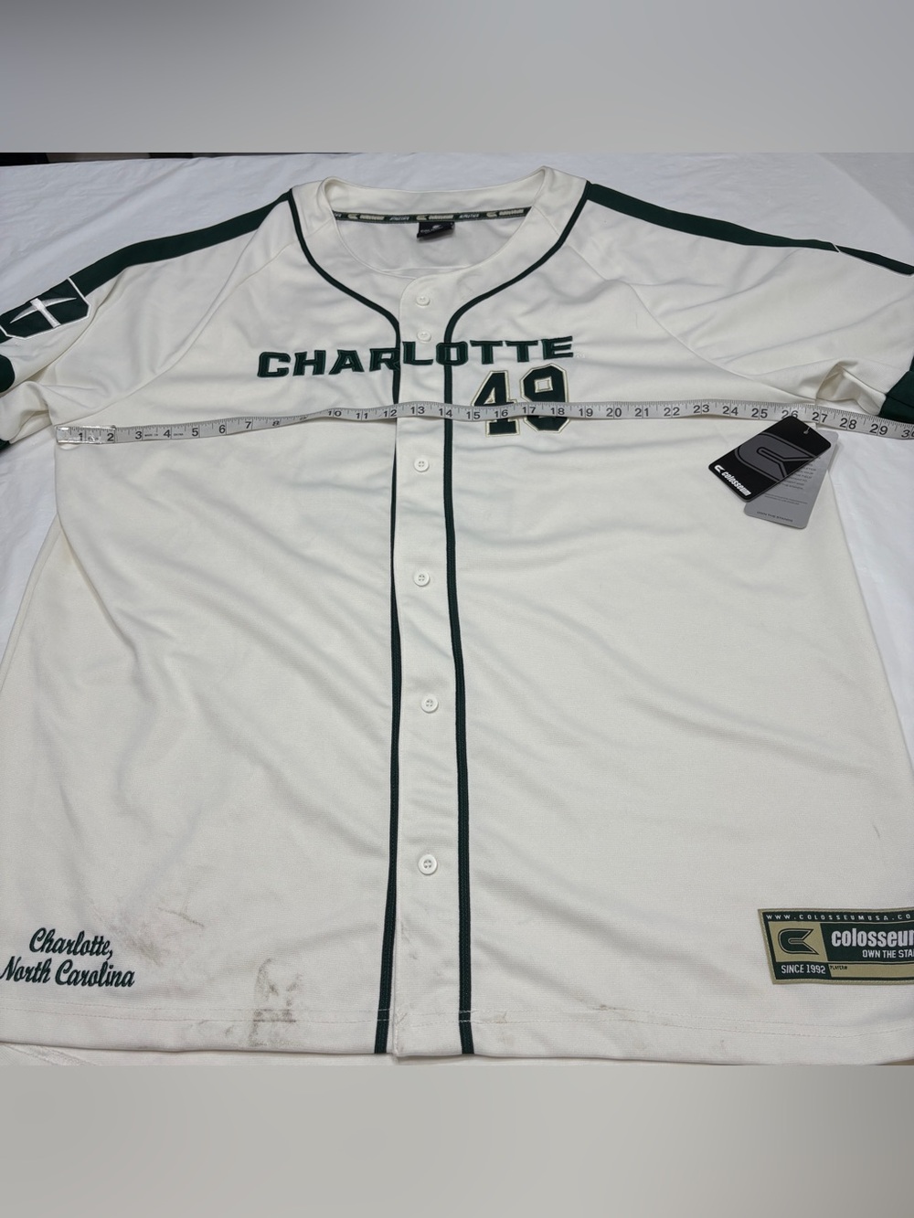 UNC Charlotte 49ers Niner Nation Colosseum Baseball Jersey Men’s XXL New Stained - Picture 8 of 14